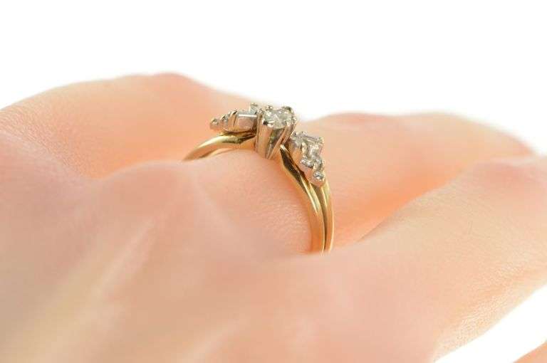 14K Yellow Gold 0.65 Ctw Marquise Diamond Bridal Engagement Ring