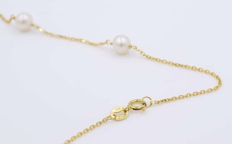 5.5mm Pearl Station Yellow Gold Necklace