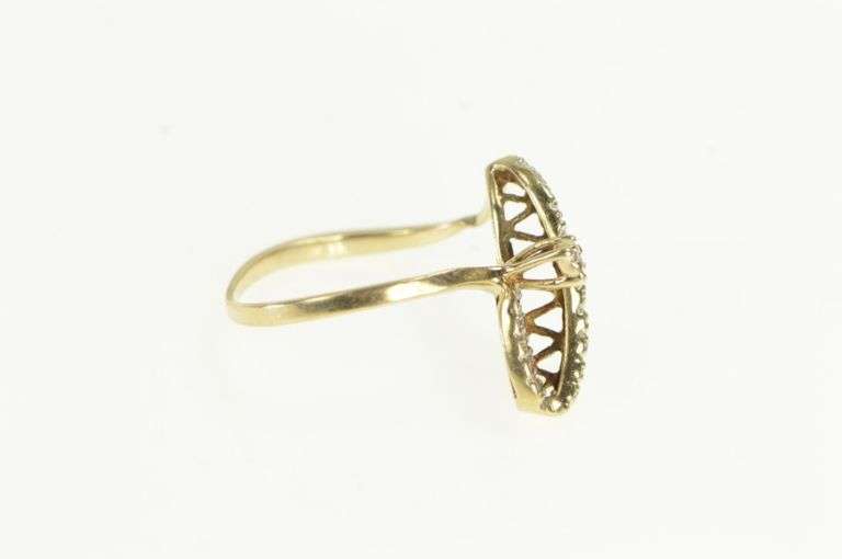 10K Yellow Gold Vintage Wavy Diamond Curvy Statement Ring
