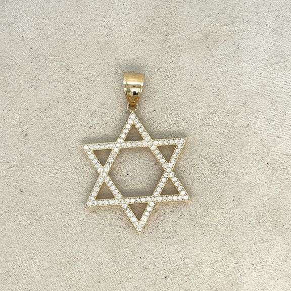 14K YELLOW GOLD SPARKLING STAR PENDANT NECKLACE