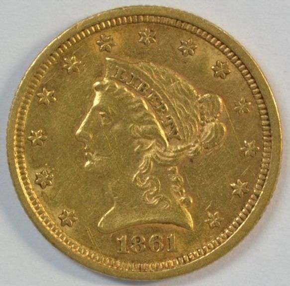 Super choice 1861 US $2.50 Indian Gold Piece. Full strike.