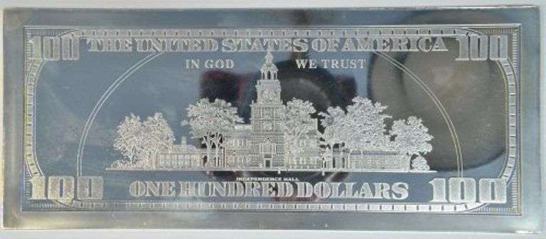 Prooflike 4 Troy Oz pure .999 Fine Silver $100 bar. Box.