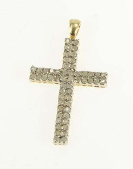 10K Yellow Gold 0.25 Ctw Diamond Cross Christian Faith Pendant