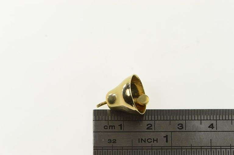 14K Yellow Gold Articulated 3D Wedding Bell Marriage Charm/Pendant