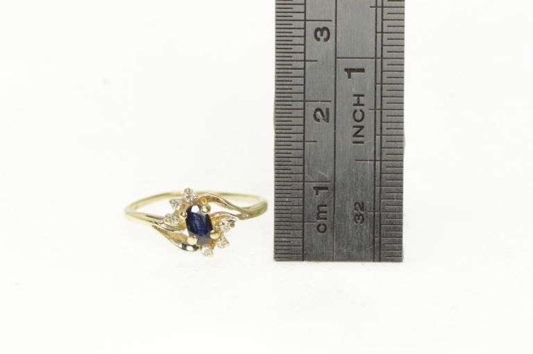 14K Yellow Gold Sapphire Diamond Accent Bypass Statement Ring