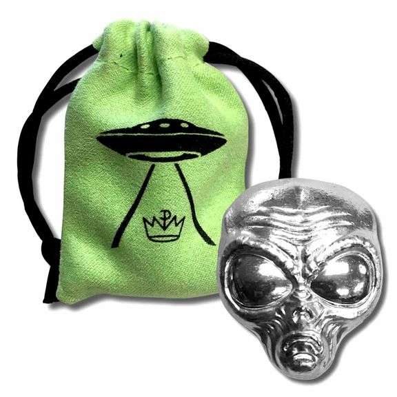 2 oz. FINE SILVER ALIEN HEAD- POURED BAR