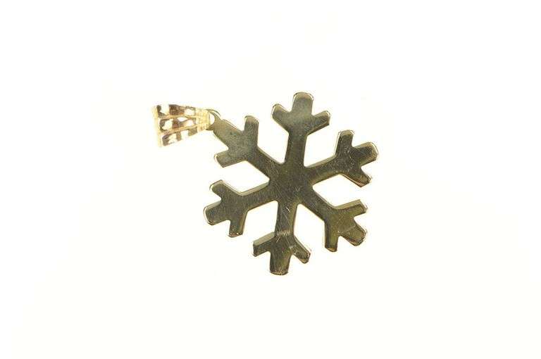 14K Yellow Gold Snow Flake Winter Season Holiday Pendant