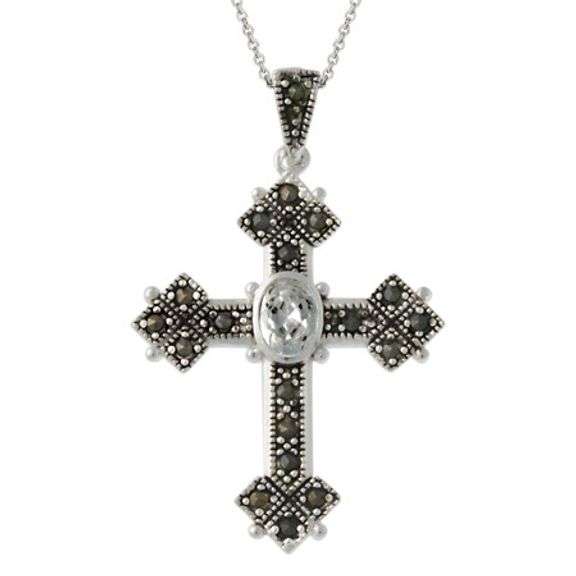 Sterling Silver Marcasite & CZ Pendant