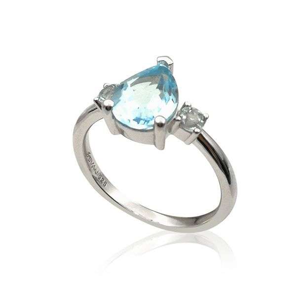 'AURORA" Simplicity Blue topaz ring