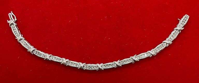 CERTIFIED 14K WHITE GOLD AND DIAMOND BRACELET