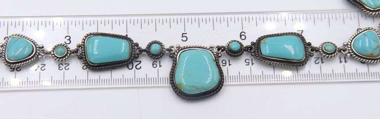 Art Deco Sterling Silver Turquoise Necklace