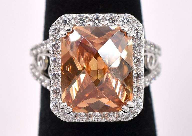 Orange CZ Ring In Sterling Silver