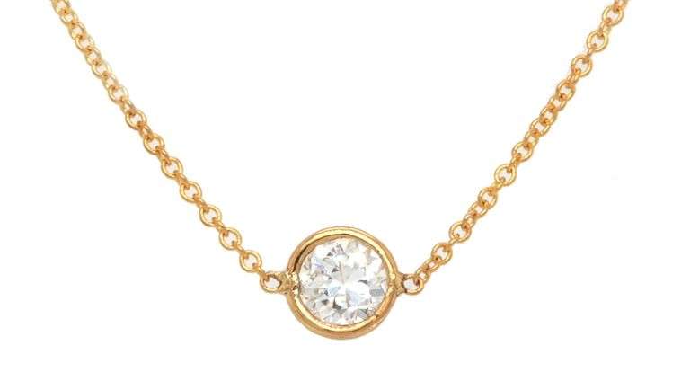 0.41ct Old European Diamond Bezel Set Solitaire Necklace in 14K