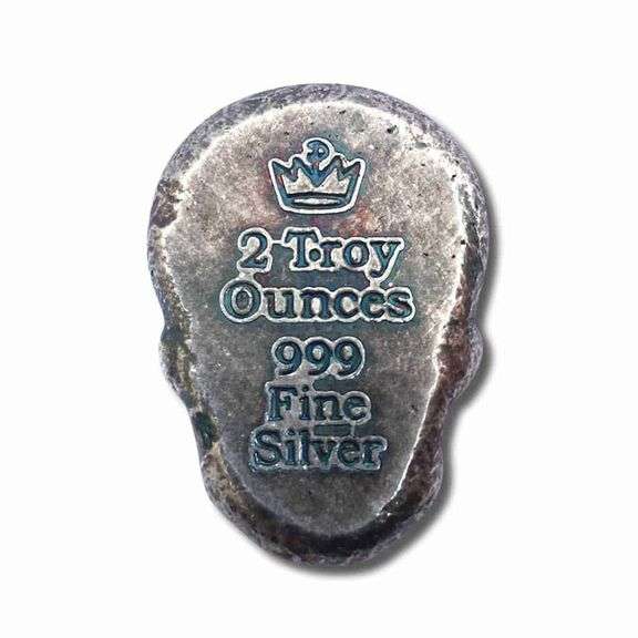 2 oz .999 FINE SILVER SKULL