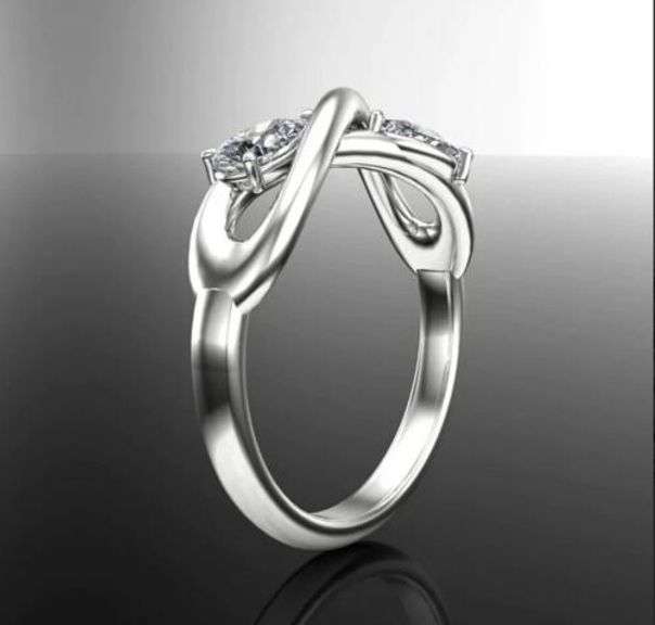 Twin Pear Cut Solitaires VVs1 Fire Moissanite Ring