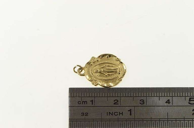 14K Yellow Gold Christian Faith Virgin Mother Mary Jesus Charm/Pendant
