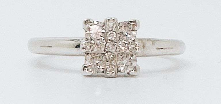 14kt Solid White Gold & Diamond Ring