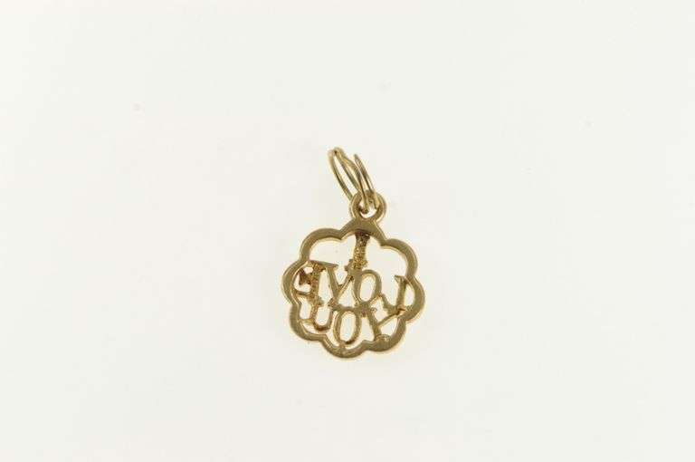 9K Yellow Gold I Love You Message Valentine Scalloped Charm/Pendant