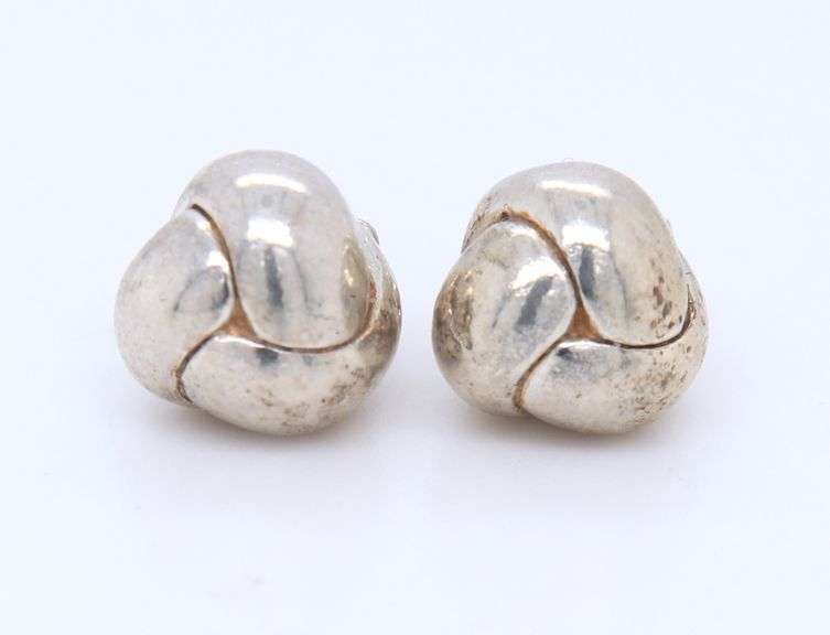 Sterling Silver Tiffany & Co Love Knot Stud Earrings