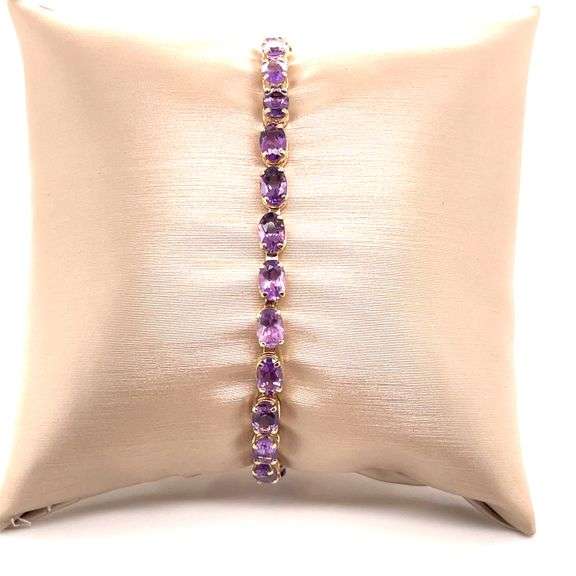 10K YELLOW GOLD VINTAGE BRACELET WITH AMETHYST
