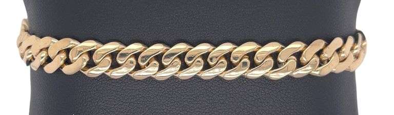 30.1 GRAMS!14K YELLOW GOLD VVS CUBAN LINK CHAIN BRACELET
