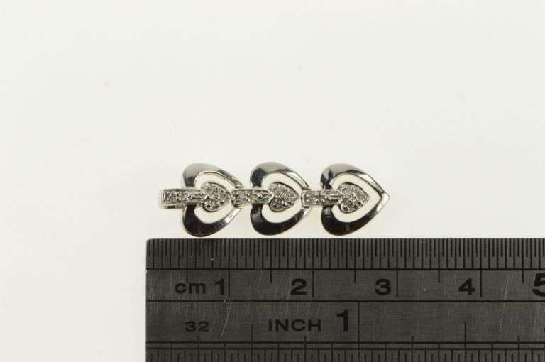 14K White Gold Tiered Diamond Heart Valentine Love Charm/Pendant