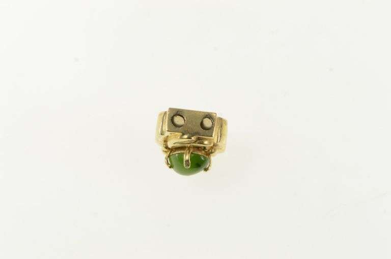 14K Yellow Gold Victorian Style Nephrite Slide Bracelet Charm/Pendant