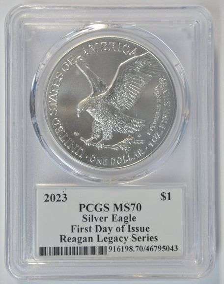 1st Day of Issue 2023 Reagan Legacy Series $1 Eagle. PCGS MS70