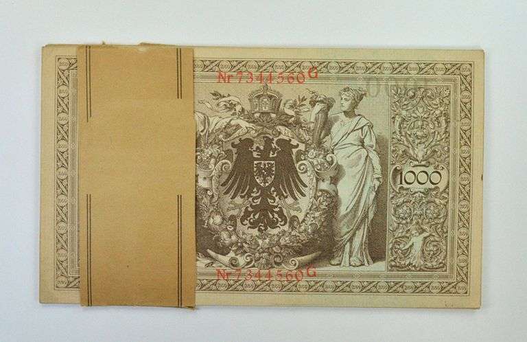 (20) Consecutive 1910 Germany 1,000 Marks Reichsbanknote #44b