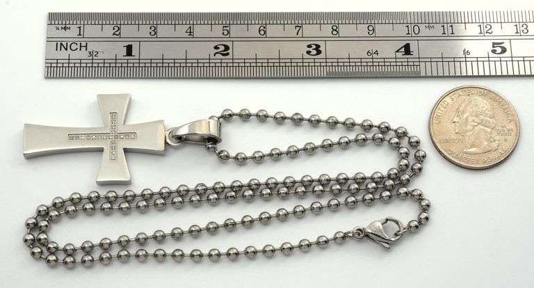 Fashionable Unisex Steel Cross with Diamonds