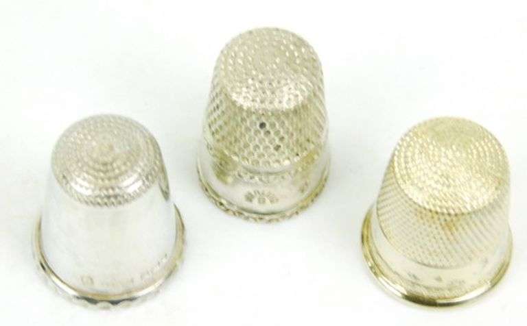 3 Pretty Antique Sterling Silver Thimbles