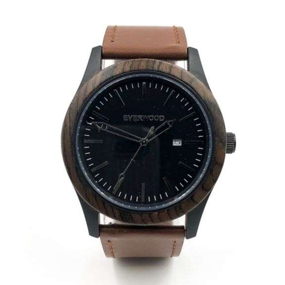 Walnut & Brown Leather Watch