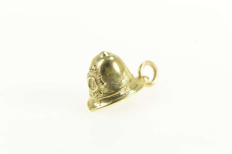 14K Yellow Gold 3D British Police Officer Hat Cap Charm/Pendant