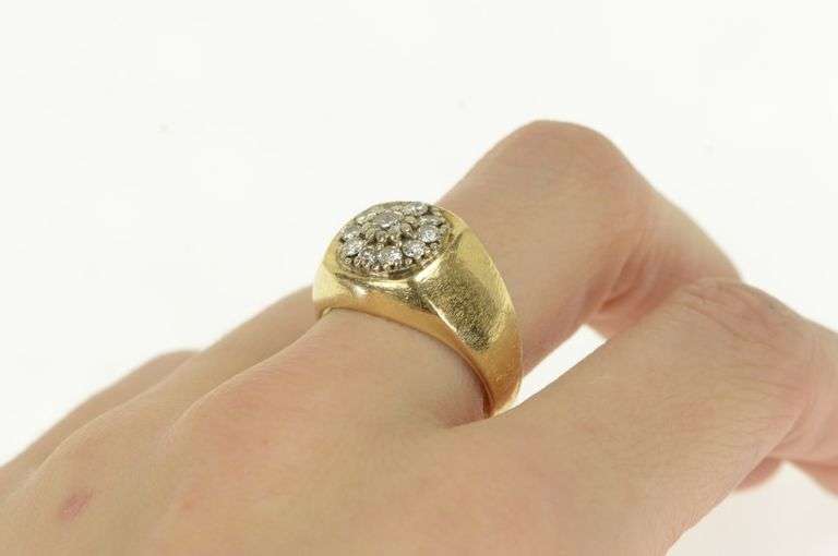 14K Yellow Gold 0.75 Ctw Diamond Men's Retro Statement Ring