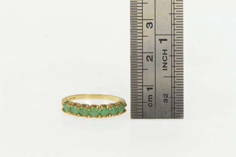 10K Yellow Gold Seven Stone Natural Emerald Band Ring