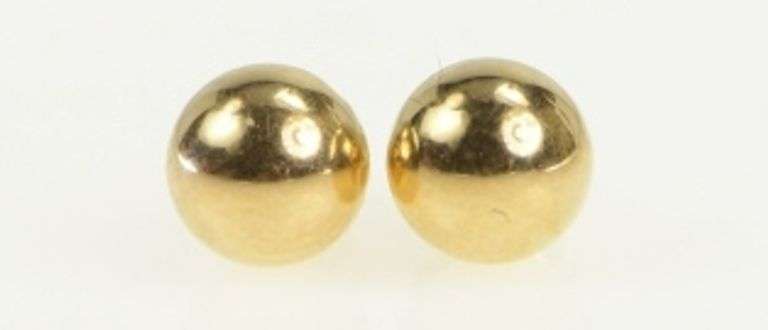 14K Yellow Gold 5.0mm Classic Round Ball Sphere Stud Earrings
