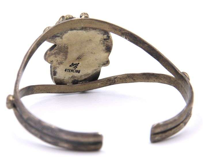 Vintage 25 Sterling Silver Signed Turquoise Cuff Bangle