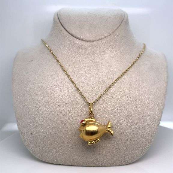 18K YELLOW GOLD "FISH" CHARM NECKLACE