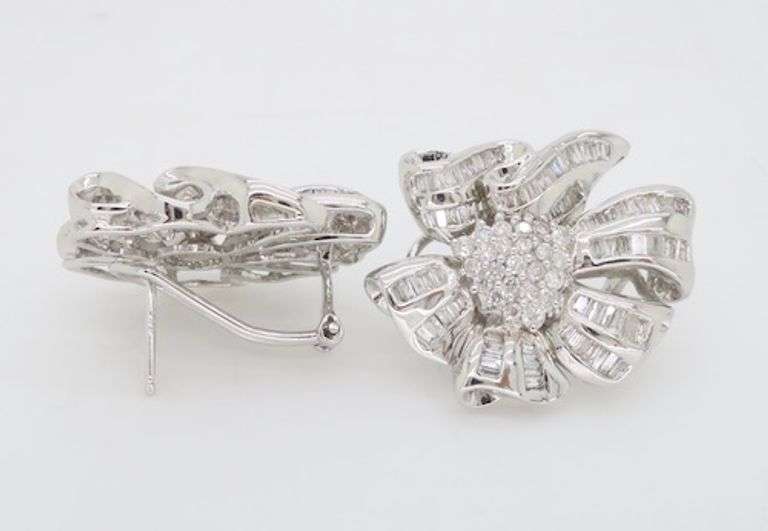 Diamond Floral Bouquet Earrings with Omega Backs
