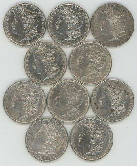 10 Assorted upper end Morgan Silver Dollars 1880-S to 1904-O