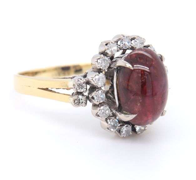 Antique Ruby and Single Cut Diamond Ring