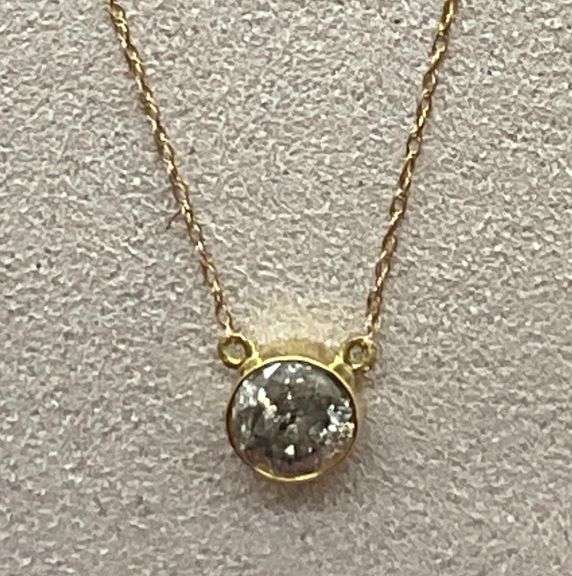 CERTIFIED 14K GOLD NECKLACE WITH A SOLITAIRE DIAMOND