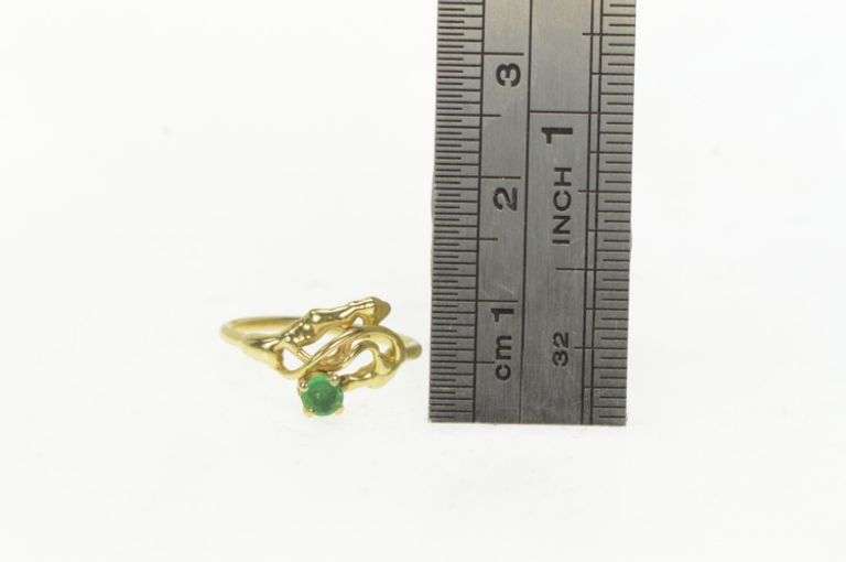 14K Yellow Gold Natural Emerald Curvy Freeform Statement Ring