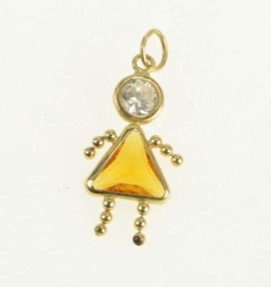 14K Yellow Gold Birthstone November Sim. Citrine Girl Charm/Pendant