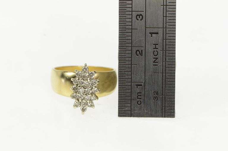 14K Yellow Gold 0.40 Ctw Diamond Marquise Cluster Vintage Ring