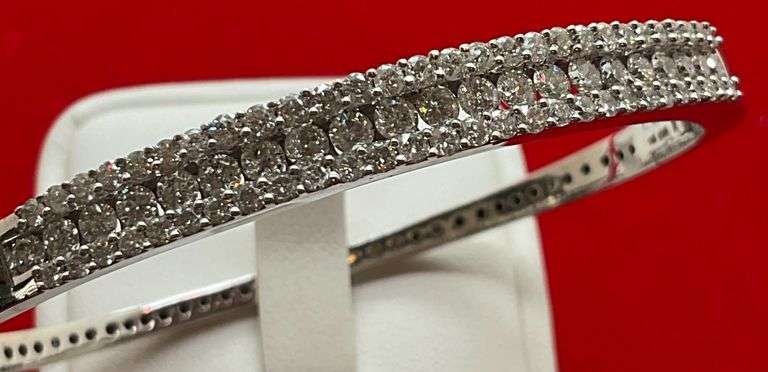 CERTIFIED 14K WHITE GOLD DIAMOND BANGLE- 2.50+ Carats!
