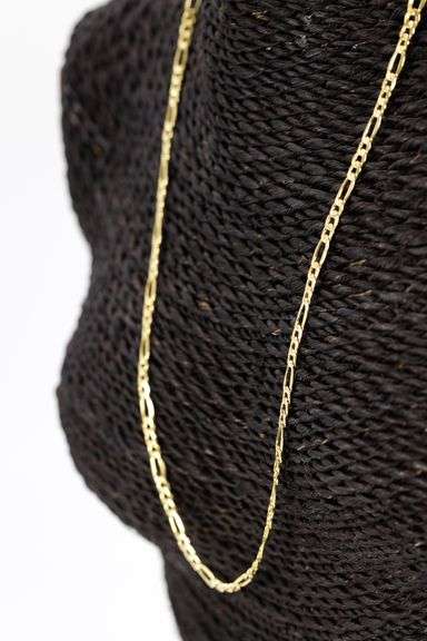 10k Yellow Gold-Hollow Figaro Link Chain 4.3mm 100 Gauge Necklace 20"