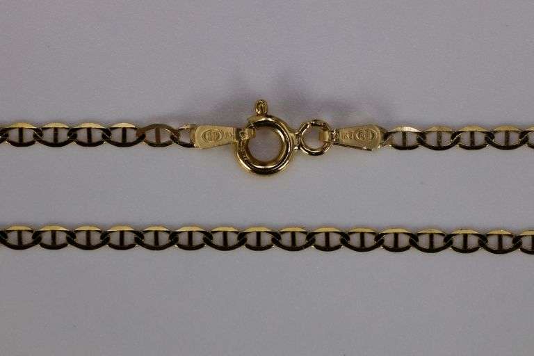 10k Yellow Gold Solid Mariner Chain Marina Anchor Link 1.9mm Necklace 18"
