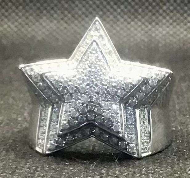 14KT SOLID WHITE GOLD 2.0+CARAT DIAMOND STAR RING