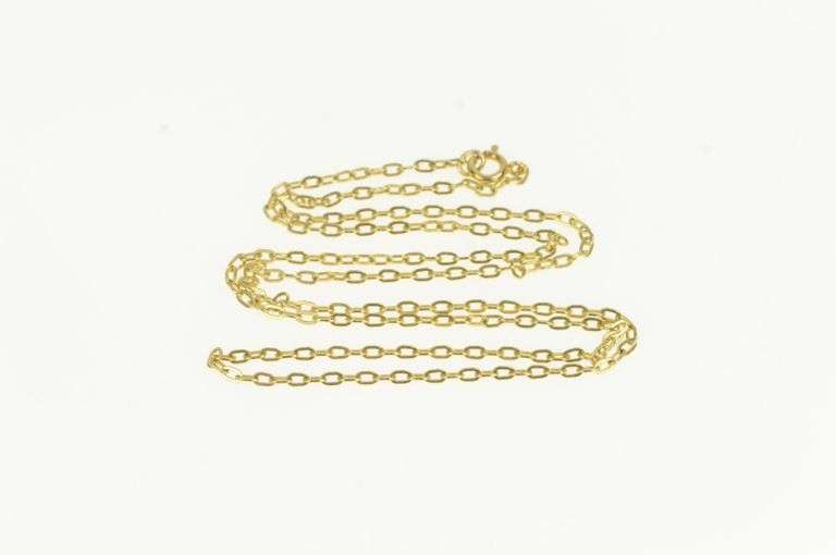 14K Yellow Gold 1.6mm Cable Oval Link Vintage Classic Chain Necklace